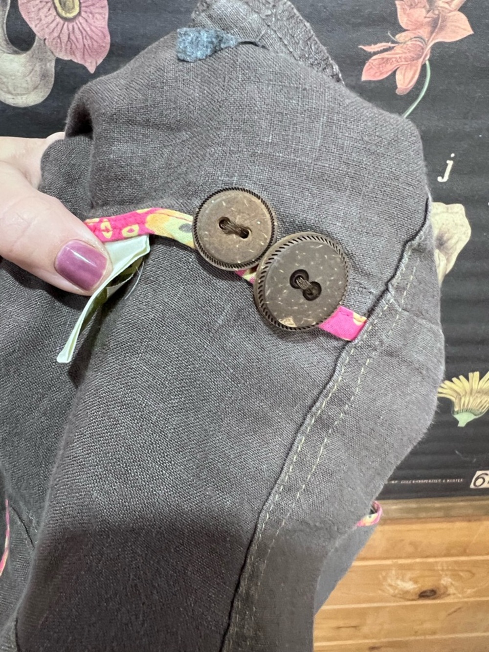 Sigrid Olsen 100% Linen Dark Taupe Matching Set Jacket Petite 8 Pants Petite 6 - Picture 12 of 15